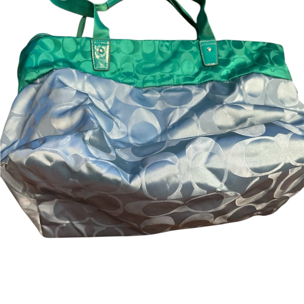 Coach Green and Silver Tote Bag